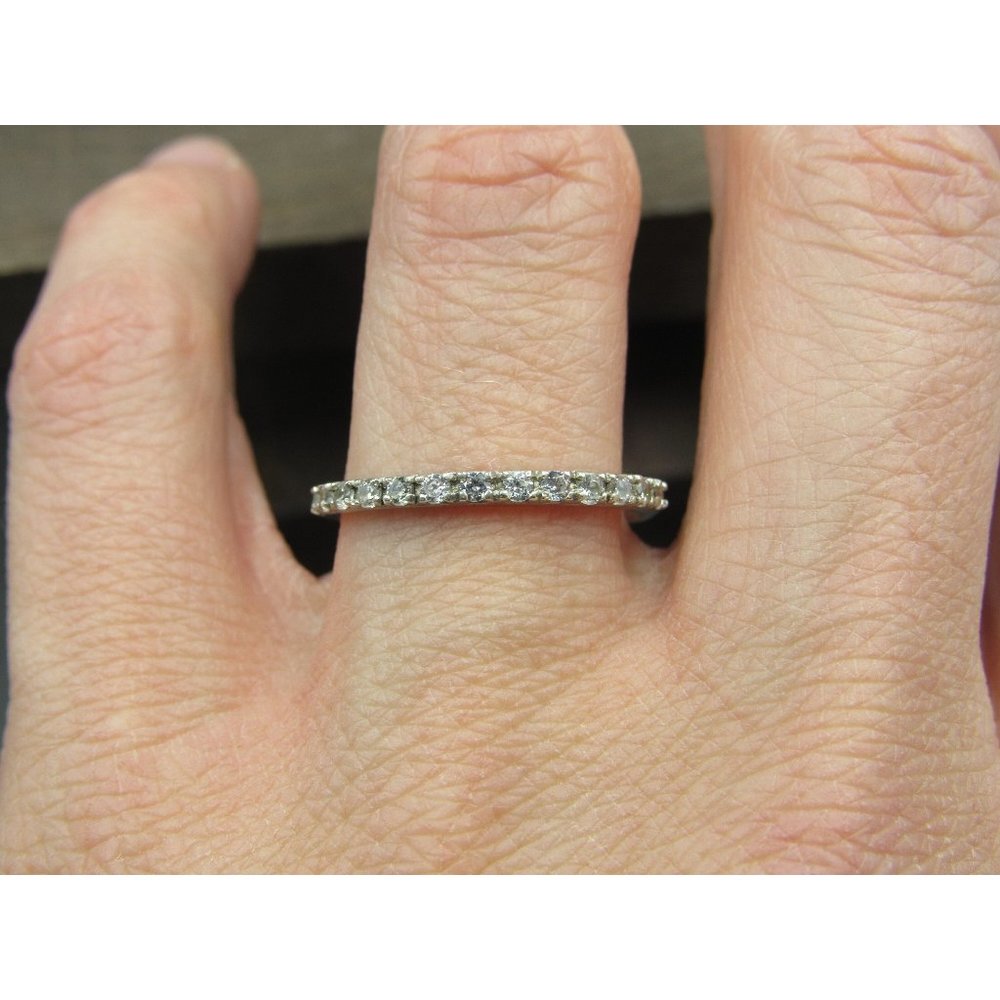 Size 8.75 Sterling Silver Cubic Zirconia Gemstone Half Band Ring